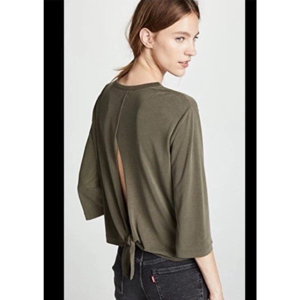 VINCE- Tie Back Tee Green Sz M NEW